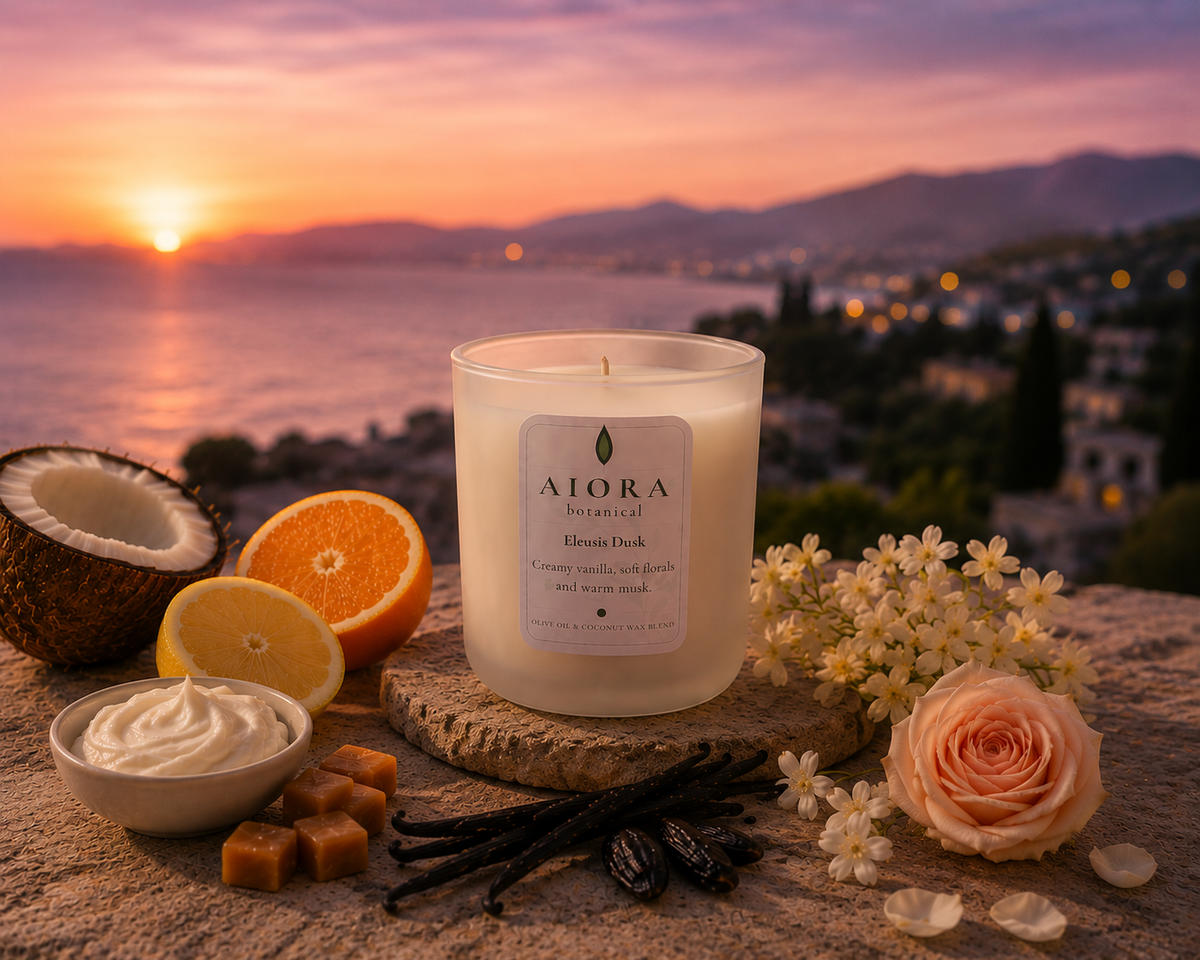 Eleusis Dusk φυτικό κερί από ελαιόλαδο και καρύδα SWEET VANILLA