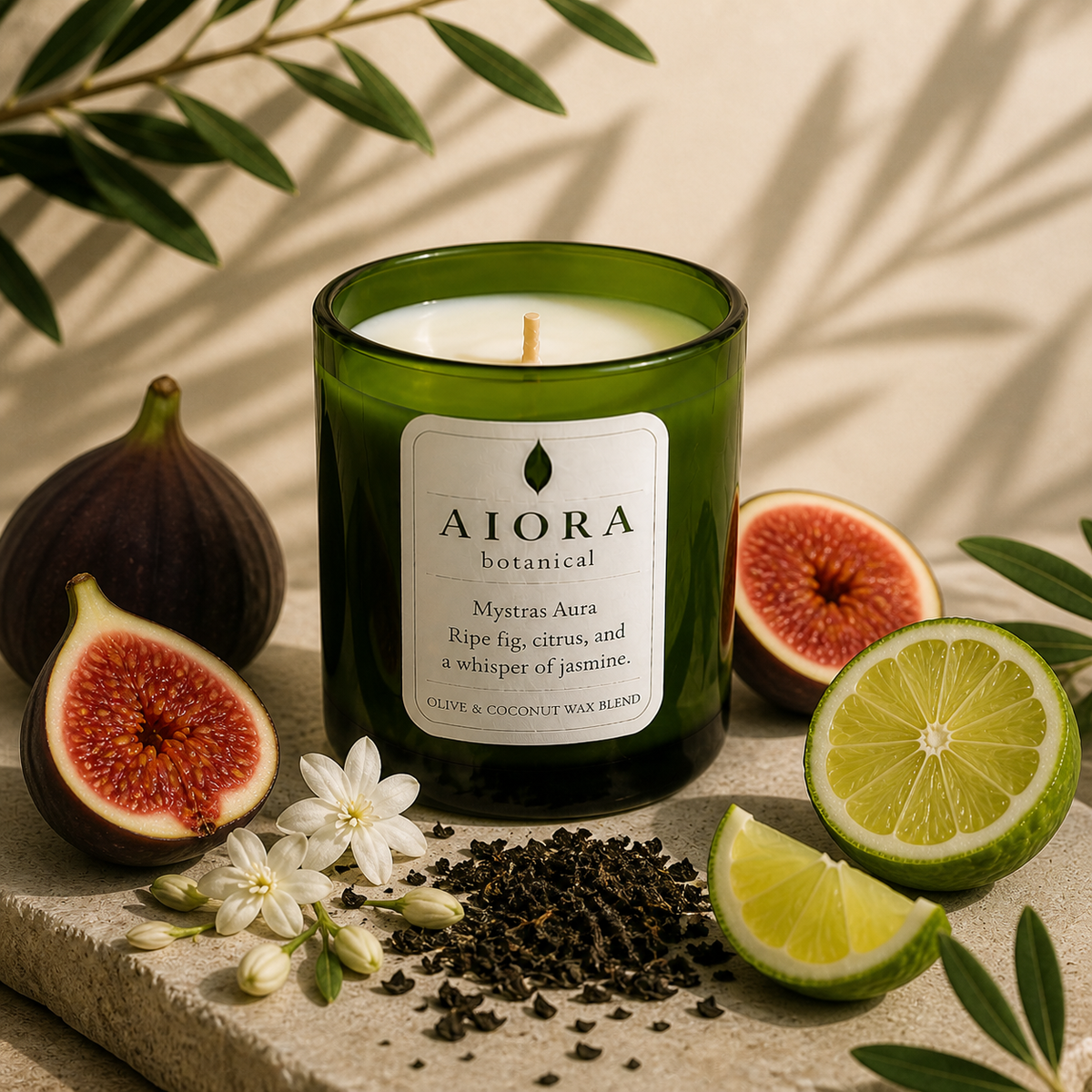 Mystras Aura φυτικό κερί από ελαιόλαδο και καρύδα FIG & CITRUS